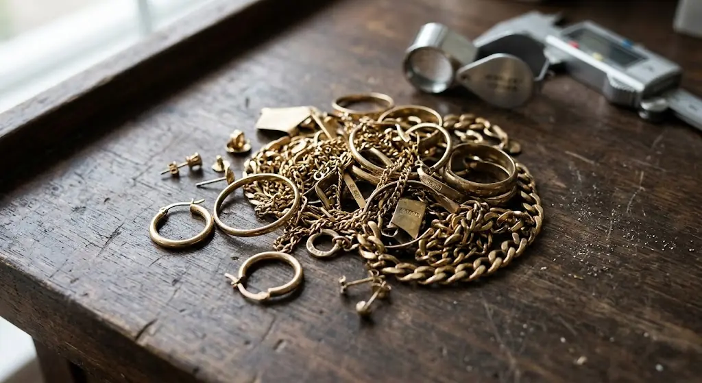 Oude en kapotte gouden sieraden